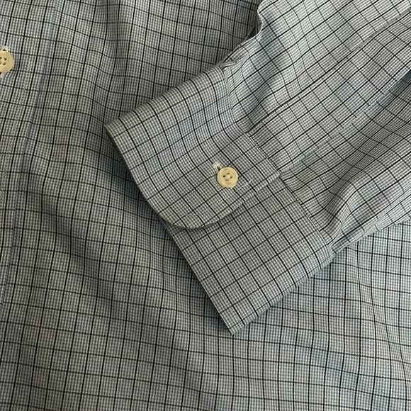 [17.5-17.75]Brooks Brothers  Classic Fit Blue Check Pattern Cotton Dress Shirt - Picture 4 of 8